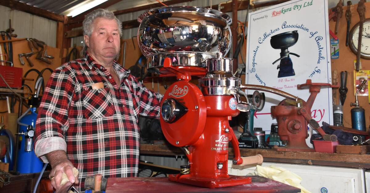 Steve Carter, from Harden, with his recently restored RS10 Lister cream separator. Photo: Peter Guthrie
