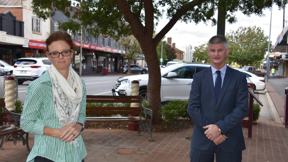 Cootamundra MP Steph Cooke and Hilltops mayor Brian Ingram. Photo: Peter Guthrie