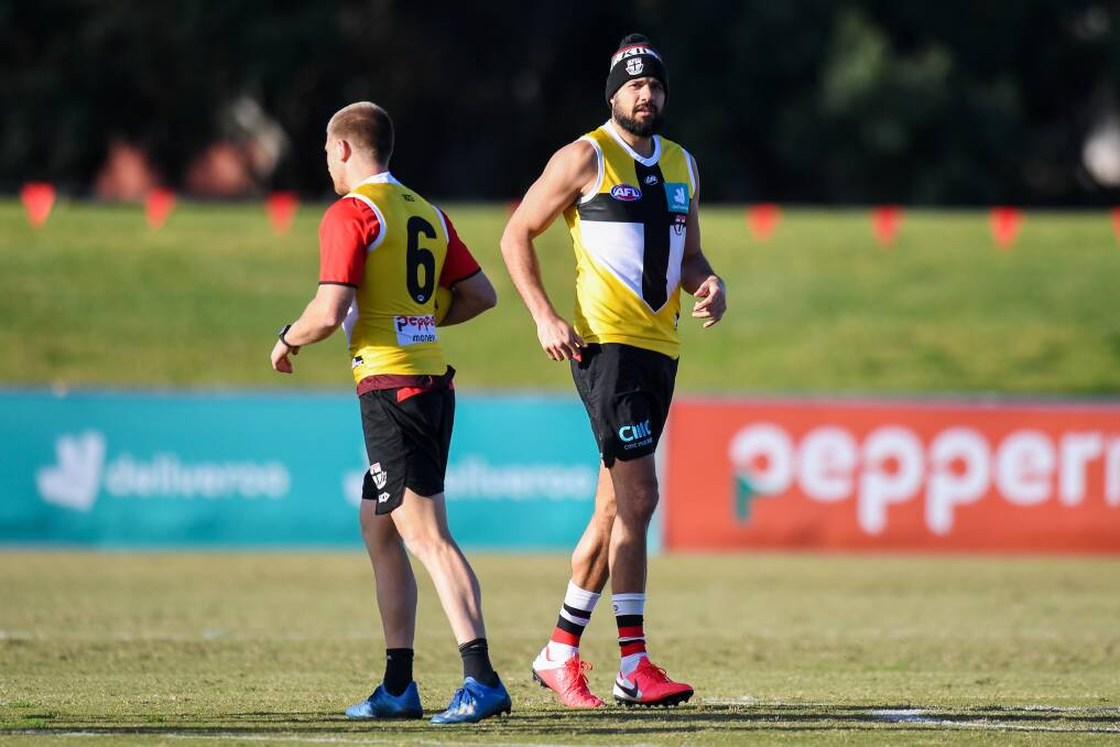 SEASON OVER: Paddy Ryder will miss St Kilda's semi-final against Richmond with a hamstring injury. Picture: Morgan Hancock 