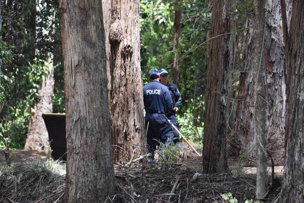 Renewed search: Police are combing through a specific search site on Cobb and Co Rd/Batar Creek Rd where an item was found on Wednesday afternoon. Photo: Ruby Pascoe