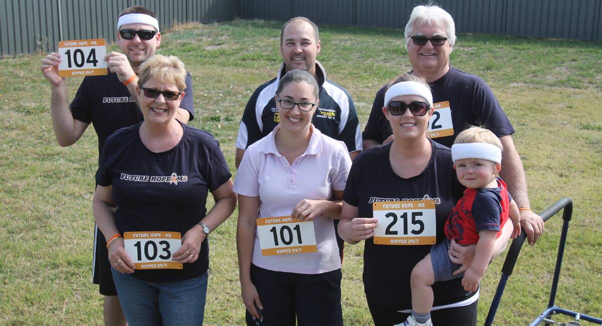 ON YOUR MARKS: The Barnes family and friends (pictured) are leading the charge ahead of this weekend's Cootamundra Colour Run fundraising event. Picture: Lachlan Grey