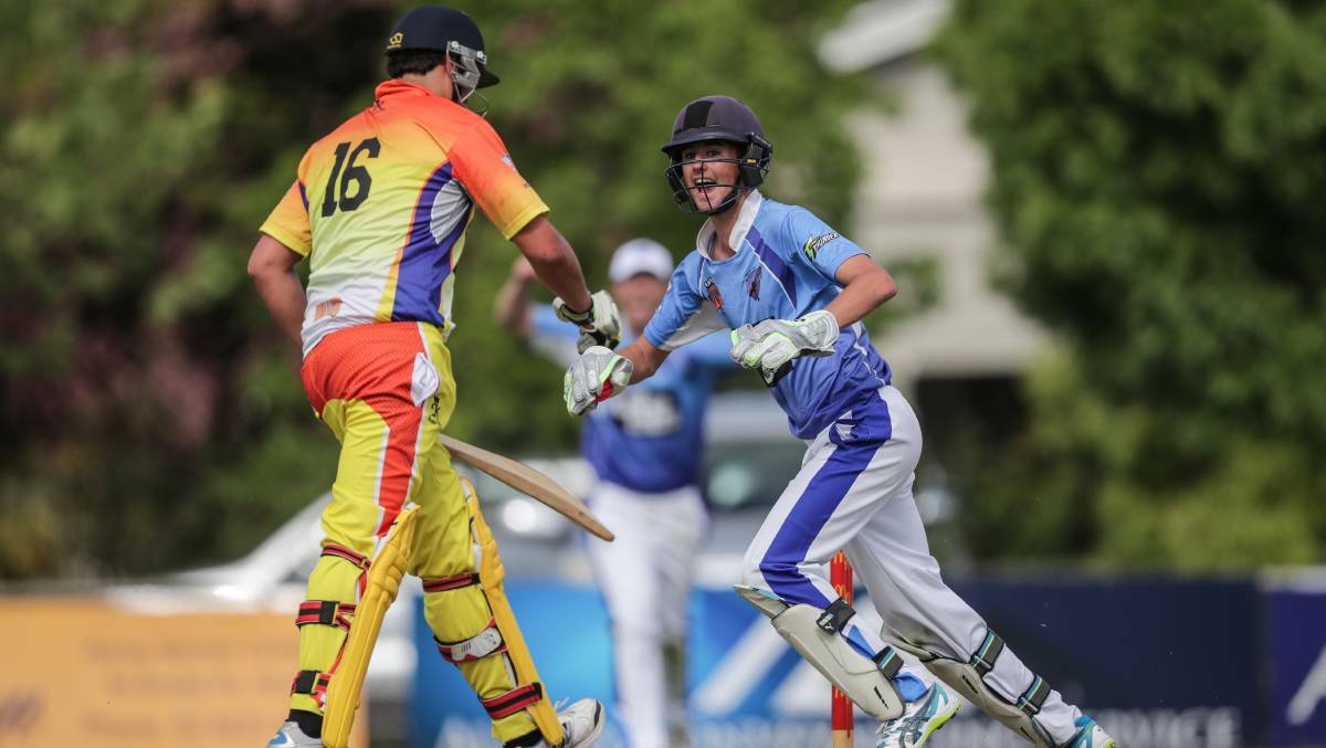 SHOWTIME: Josh Staines celebrates after stumping former New Zealand Test cricketer Daryl Tuffey during Wagga Sloggers' win over Border Bullets last year. 