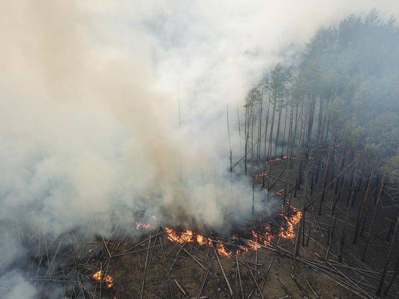 A forest fire in the Chernobyl exclusion zone in Ukraine has raised radiation concerns.
