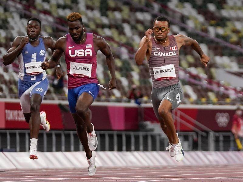 Andre De Grasse (right) has won the Olympic 200m final after finishing second to Usain Bolt in Rio.