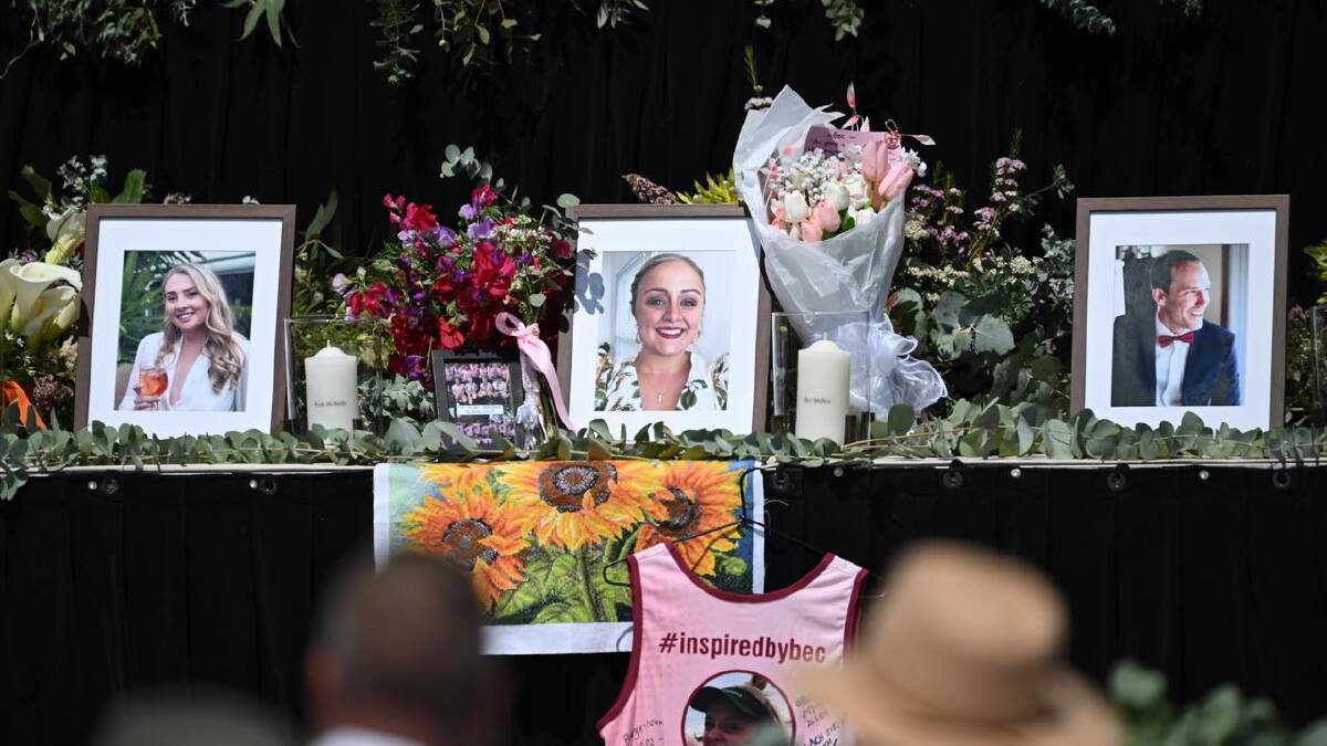 Rebecca Mullen (centre) was among 10 wedding guests killed when their coach rolled near Greta. (Dean Lewins/AAP PHOTOS) Rebecca Mullen (centre) was among 10 wedding guests killed when their coach rolled near Greta. (Dean Lewins/AAP PHOTOS)