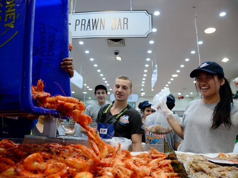 Sydney shoppers are set to buy 130 tonnes of prawns during the fish markets' 36 hour trading period.
