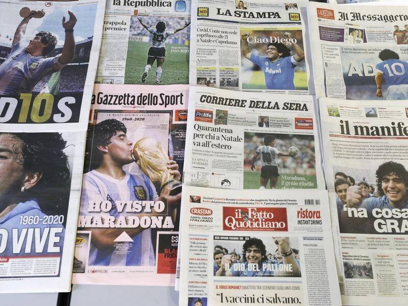 Newspapers in Italy and all around the world headlined on soccer legend Diego Maradona's death.