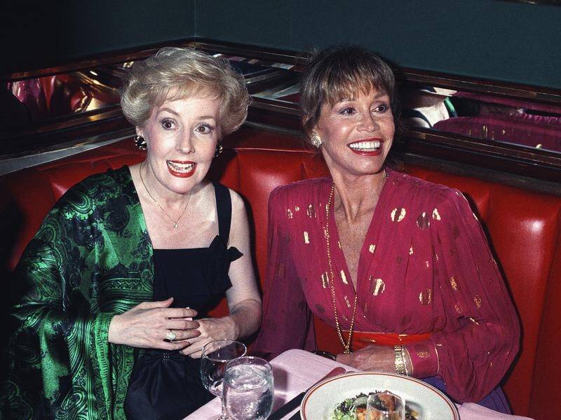 Georgia Engel, left, with Mary Tyler Moore. Engel played Georgette on Moore's classic sitcom.