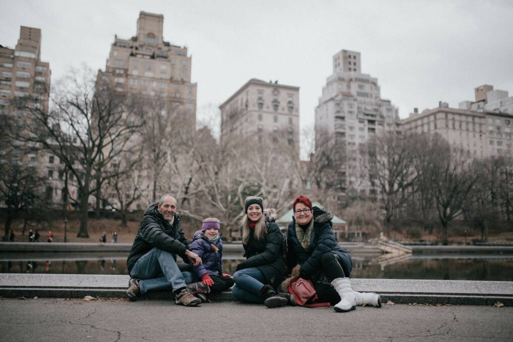 FAMILY TIES: Cristy and Lucy, along with Cristy's parents Ian and Lee Paterson, take in the wonders of Central Park in New York.