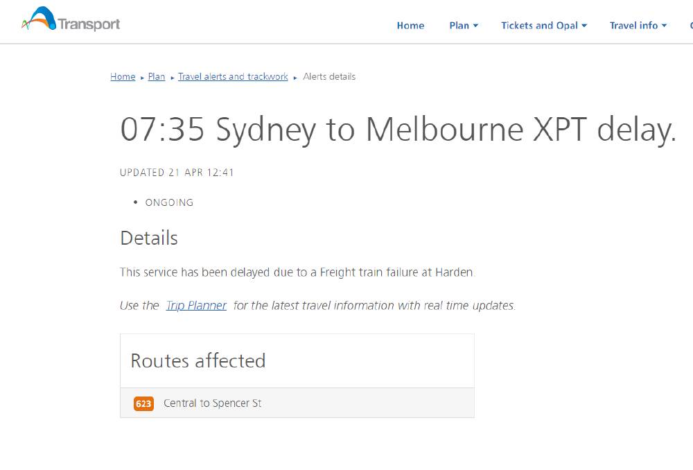 The Transport NSW website.